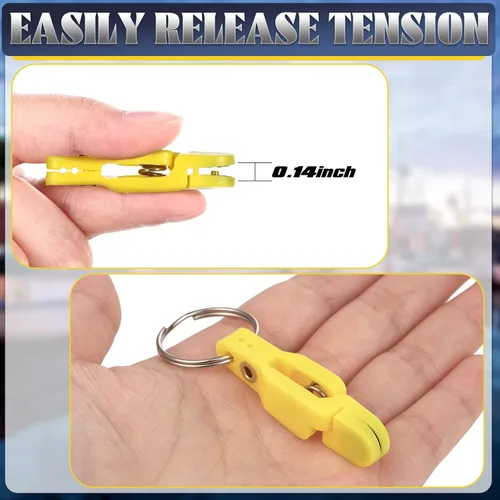 Miniatura 4 de Honoson 20 clips de liberación a presión de tensión pesada, clips de liberación acolchada, clips de arrastre con llavero para tablero de cepillado
