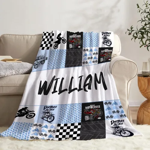Miniatura 33 de Manta de motocross Racer deportes extremos estampada súper suave de franela de felpa ligera y acogedora para niños y hombres, regalo para sofá Dirt