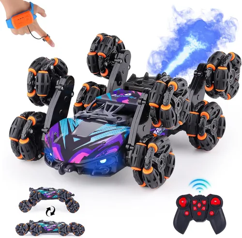 Miniatura 10 de NEXBOX Enfriador de 8 ruedas controlado a mano juguetes de coche RC de acrobacias, coches de control remoto con detección de gestos para niños de 6