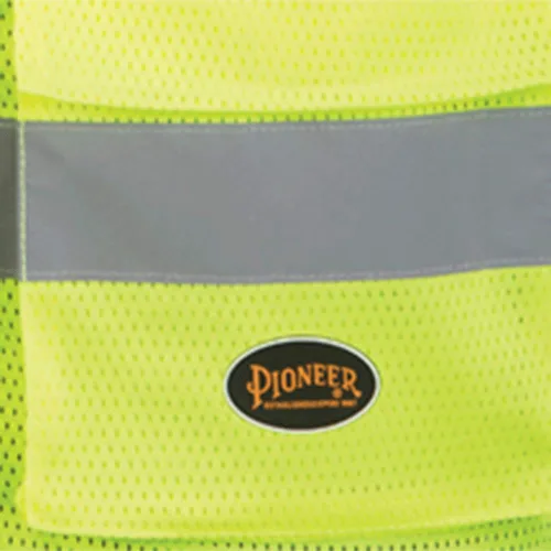 Miniatura 2 de Pioneer V1024860U-M - Chaleco de seguridad para hombre, malla reflectante Hi Vis neón, 9 bolsillos, cremallera, construcción, tráfico, trabajo
