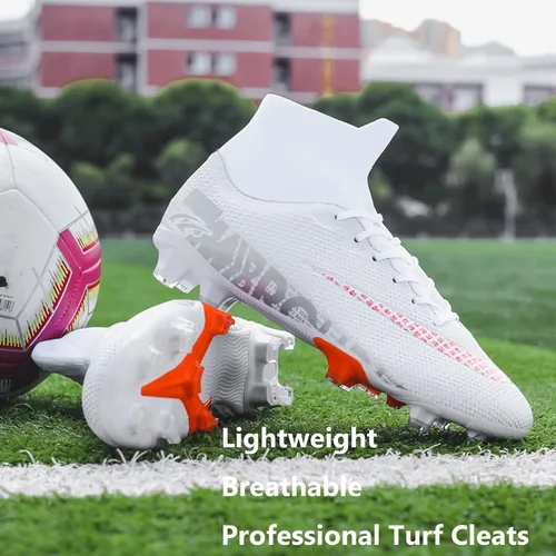 Miniatura 3 de XJIODF Men's AGFG Soccer Cleats Football Shoes High-Tops Lace-Up Non-Slip Spikes