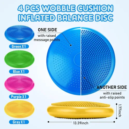 Miniatura 2 de Jerify 4 Piezas Cojín de Equilibrio Inflable Flexible para Asiento Oscilante, Almohadilla de Equilibrio de Estabilidad, Disco de Equilibrio, Asiento