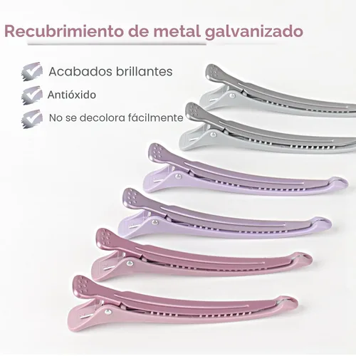 Miniatura 2 de AIMIKE Pinzas para seccionar el cabello con banda de silicona - 6 piezas, sin arrugas, con pico de pato para peinar, cortar y rodillos