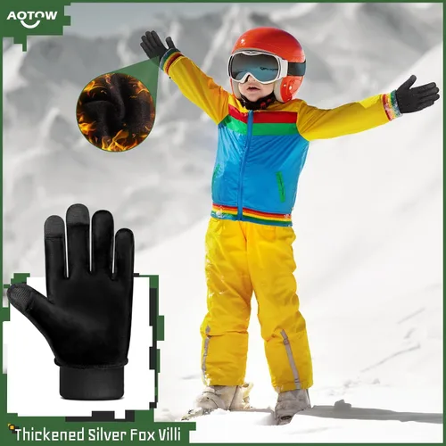 Miniatura 3 de AOTOW Guantes deportivos cálidos de invierno para niños, para clima frío, térmico, para nieve, pantalla táctil, para niños y niñas