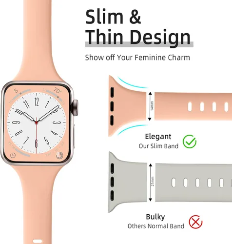 Miniatura 2 de Lerobo Banda Estrecha Compatible con Apple Watch Series 9 Banda de 41mm 40mm 38mm 42mm 44mm 45mm 49mm para Mujeres y Hombres, Correa Deportiva