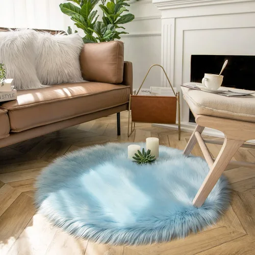 Miniatura 116 de Ashler Home Deco - Tapete de pelo sintético de oveja, mullido, suave, de 2 x 3 pies, lavable a máquina, dormitorio, habitación de los niños, sala