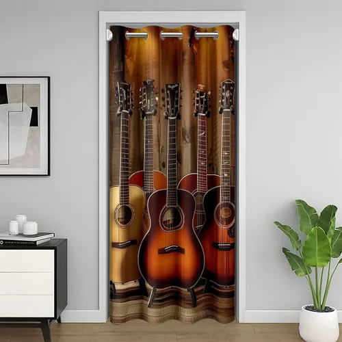 Miniatura 38 de Castle Fairy Cowboy Boots Door Curtain for Doorways Privacy Bohemia Musical Guitar Doorway Curtain Western Rustic Cowgirl All Season Blackout