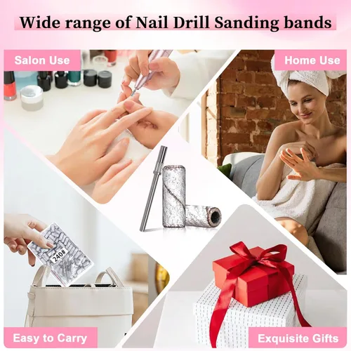 Miniatura 6 de [Actualización] Mini bandas de lijado de 0.122 in para taladro de uñas, grano 120, 100 bandas pequeñas para uñas acrílicas, manicura de gel