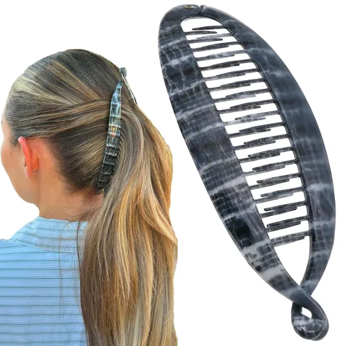 Miniatura 15 de Camila Paris CP3133 - Peine de pelo con clip de plátano francés de 4.5 pulgadas, para niñas, estilo clásico, flexible, para cola de caballo Beige