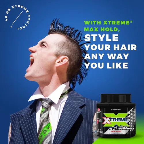 Miniatura 6 de Xtreme Black Performance Styling Gel para el cabello para hombres, sin alcohol, control Xtreme de 48 horas con aloe vera, tarro de 8.82 onzas