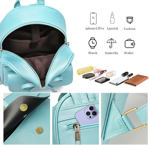 Miniatura 42 de ZGWJ Mini mochila de cuero con moño, mochila pequeña, linda mochila casual de viaje para niñas y mujeres, M, Mochilas tipo mochila