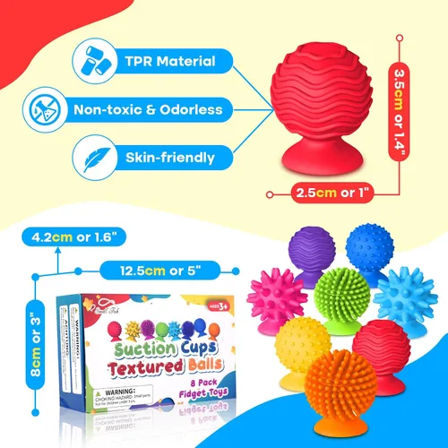 Miniatura 6 de Paquete de 4 pulseras elásticas para ansiedad y paquete de 8 juguetes de succión texturizados