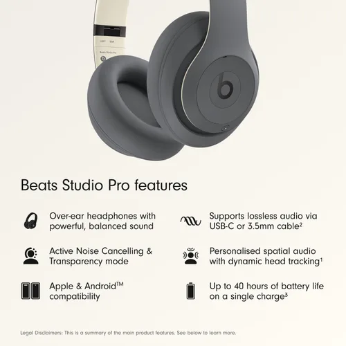 Miniatura 2 de Beats Studio Pro - Auriculares inalámbricos de alta calidad, batería de hasta 40 horas, cancelación activa de ruido, audio sin pérdida USB-C, Gris