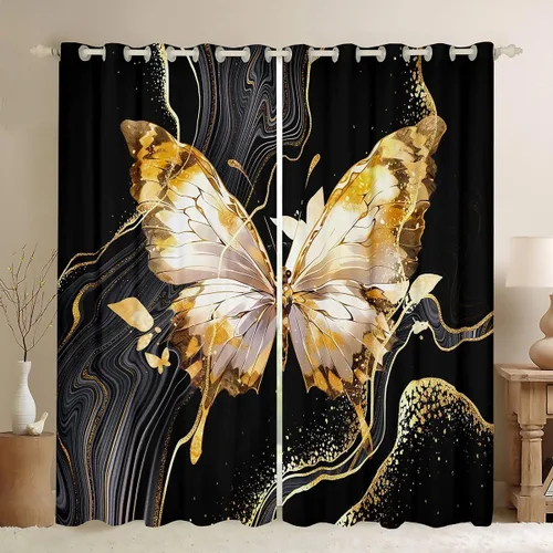 Miniatura 14 de jejeloiu Cortinas de oscurecimiento de libélula (2 paneles, 52 x 84 pulgadas), cortinas abstractas para dormitorio, sala de estar, arte moderno, 30%