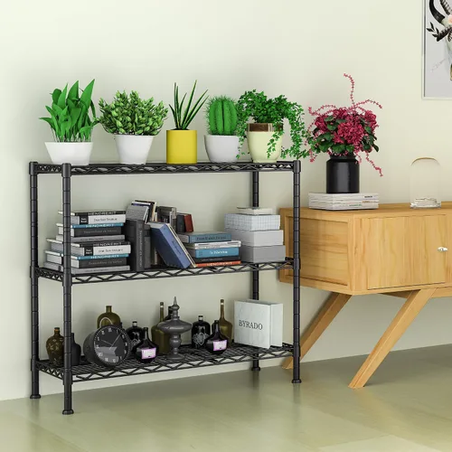 Miniatura 4 de Soywey Estantes de Almacenamiento Ajustables de Servicio Pesado de 3 Estantes, 36" An x 14" Pr x 35.8" Al, Organizador de Rejilla Metálica