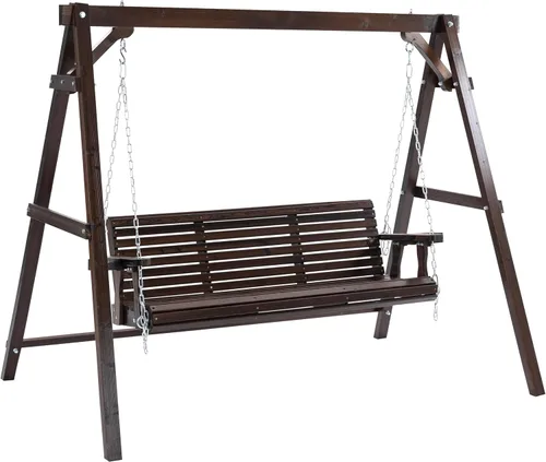 Miniatura 12 de Finnhomy Marco de columpio para porche de 880 libras, soporte estable de madera con tablero de conexión inferior adicional, marco de columpio