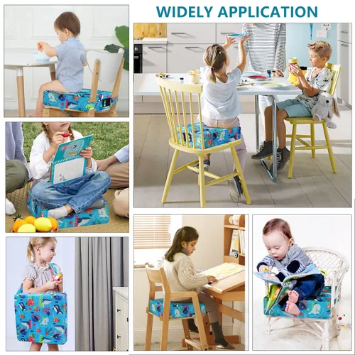 Miniatura 4 de Asiento elevador para niños pequeños para mesa de comedor, correas dobles más seguras lavables de 4 pulgadas, base antideslizante, asiento elevador