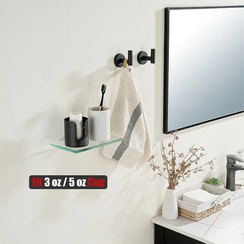 Miniatura 5 de JQK Dispensador de tazas de baño, pequeños soportes de papel desechables negros para enjuague bucal para enjuagar tazas en encimeras de tocador