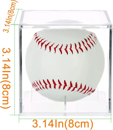 Miniatura 2 de Paquete de 8 vitrinas de béisbol, caja de béisbol, soporte cuadrado de acrílico con protección UV, para pelota