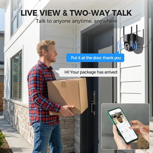 Miniatura 8 de Cámaras de seguridad solares inalámbricas para exteriores, visión 2K de 360° con energía solar, WiFi 3MP, cámara de seguridad para seguridad