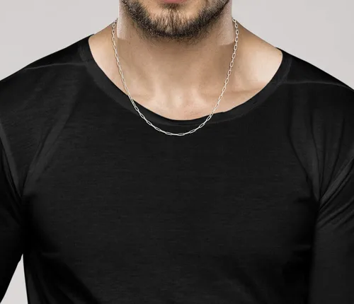 Miniatura 4 de Miabella Collar de cadena de eslabones de clip de plata de ley 925 maciza italiana de 0.098 in para mujeres y hombres, fabricado en Italia