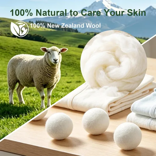 Miniatura 3 de KINTOR Wool Dryer Balls XL 6 Pack, 100% New Zealand Wool Organic Fabric Softener, Hypoallergenic Baby Safe Unscented, Chemical Free Reduce Wrinkles