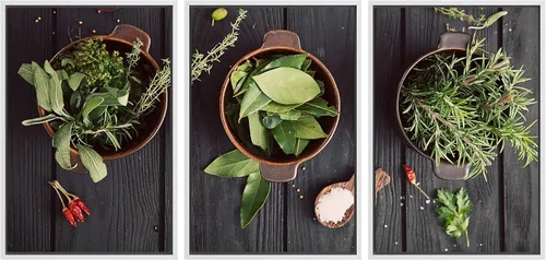 Miniatura 12 de wall26 Lienzo enmarcado para pared, juego de arte de hierbas, verduras y condimentos en madera, alimentos, fotografía cultural, realismo, paisaje