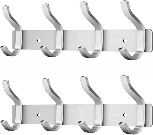 Miniatura 14 de Ganchos de pared negros, perchero de pared de 30 cm con 4 ganchos, ganchos de pared resistentes para colgar mochila, bolso, cartera, ropa, sombrero