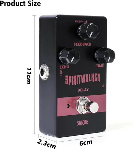 Miniatura 6 de Satone Pedal de guitarra retardada, Spritwalker Pedal de efecto de guitarra eléctrica Delay DC 9V Mini Pedal de retardo analógico True Bypass