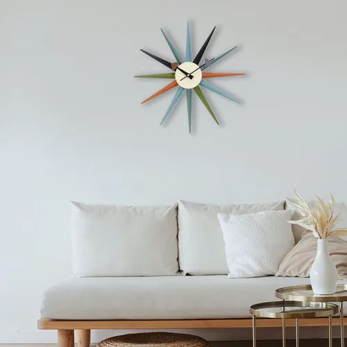 Miniatura 2 de Reloj de pared moderno de mediados de siglo, grande, silencioso, sin tictac, de 18 pulgadas, de madera maciza, reloj retro para decoración de sala