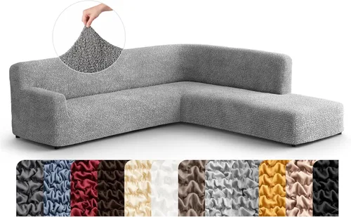 Miniatura 33 de PAULATO BY GA.I.CO. Funda de sofá modular, funda para sofá chaise longue en forma de L, fundas lavables para sofá esquinero, funda elástica de Gris