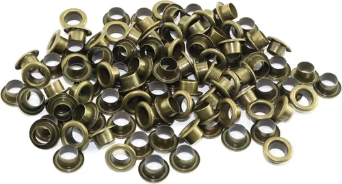 Miniatura 4 de RuiLing 100 ojales de metal negro de 0.157 pulgadas (0.157 in), ojales redondos para agujeros internos, remaches, accesorios de artesanía en cuero