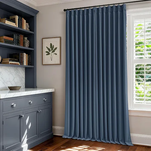 Miniatura 17 de Juego de 2 paneles de cortinas plisadas negras de 80 pulgadas para sala de estar, cortinas plisadas de lino con forro de 80 pulgadas de largo, 100%