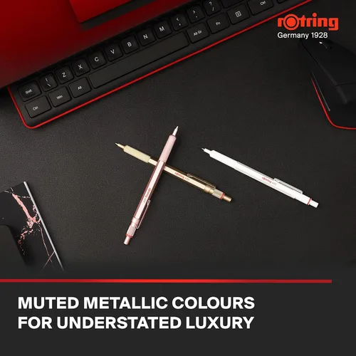 Miniatura 10 de Rotring Bolígrafo metálico 600, punta media, tinta negra, barril dorado, recargable, 1 unidad (paquete de 2)