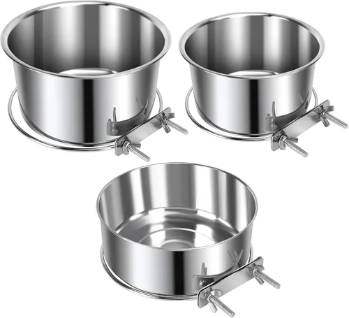 Miniatura 13 de 2 Piezas Cuencos Pequeños de Comida y Agua para Perros y Mascotas para Jaula de Acero Inoxidable Antiderrames, Cuencos Colgantes para Gatos