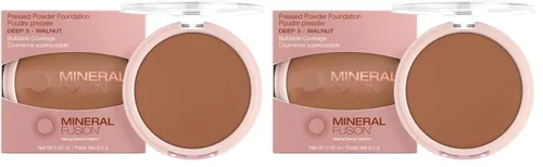 Miniatura 24 de Mineral Fusion Base de maquillaje en polvo prensado, Deep 1, piel media/bronceada con matices dorados, maquillaje de base que desafía la edad