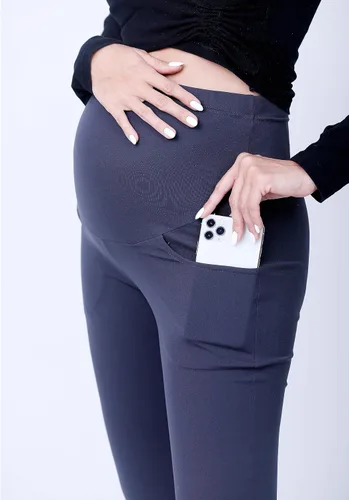 Miniatura 2 de Tianpin Pantalones de yoga de cintura alta para mujer, pantalones de maternidad de fitness con bolsillos laterales, leggings para gimnasia, ropa