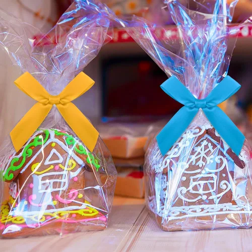Miniatura 2 de Paquete de 50 lazos giratorios para bolsas de golosinas, lazos pequeños para manualidades, lazos multicolor de Navidad para envolver regalos, mini