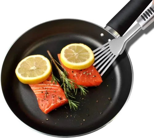 Miniatura 4 de Espátula de pescado de alta calidad, acero inoxidable resistente al óxido, mango antideslizante, ideal para asar a la parrilla, freír, girar