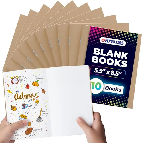 Miniatura 12 de Hygloss Libros en blanco – Paquete de 10 unidades – 5.5 x 8.5 pulgadas A5 colores surtidos – Libros en blanco de tapa blanda para que los niños