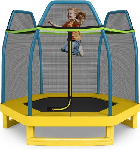 Miniatura 11 de Giantex - Trampolín de 7 pies para niños, marco de acero resistente pequeño mini trampolín para niños pequeños, grandes regalos para niños y niñas