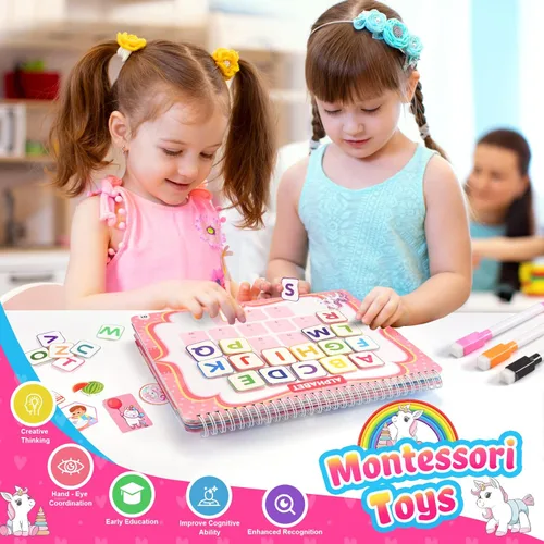 Miniatura 4 de MDINGTD Juguetes Montessori para niños pequeños, regalos de unicornios para niñas de 3 a 5 años, 30 temas, libro ocupado para niños, juguetes
