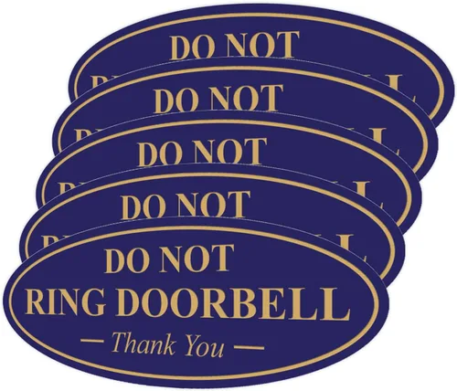 Miniatura 67 de All Quality Cartel de agradecimiento ovalado con texto en inglés «Do not Ring DOORBELL», color negro, pequeño, 1 paquete