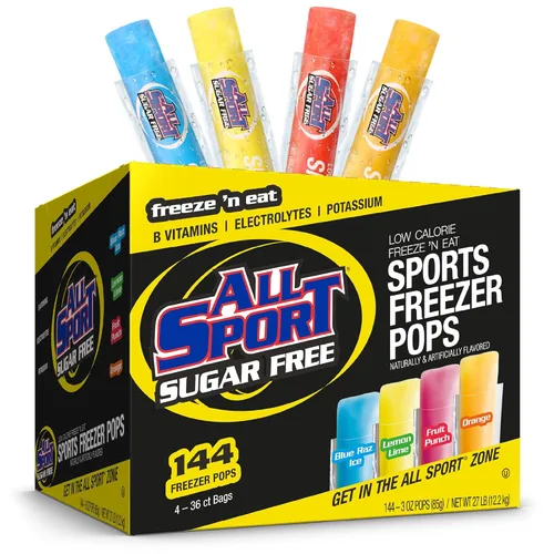 Miniatura 9 de All Sport Body Quencher Freezer Bars Variety Pack (Sugar Free) Giant Sized 3oz, 72 CT Refreshing Ice Pops with Electrolytes