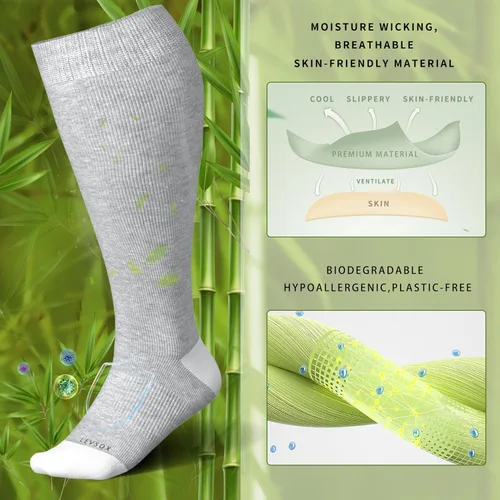 Miniatura 2 de LEVSOX Calcetines de compresión de pantorrilla ancha para mujeres y hombres, talla grande, 15-20 mmHg, hasta la rodilla, medias de gran soporte