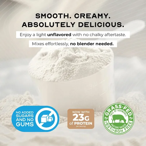 Miniatura 7 de Muscle Feast Concentrado de proteína de suero de leche alimentada con pasto, totalmente natural sin hormonas criado en pasto, sin sabor, 2 libras