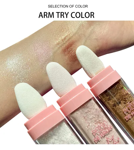 Miniatura 4 de Hightlighter Stick Puff Fairy Highlight Powder Glitter Loose Brush Contorno Shimming for Eyes, Face Body Tiktok Makeup (#01 Blanco), 0.31 onzas