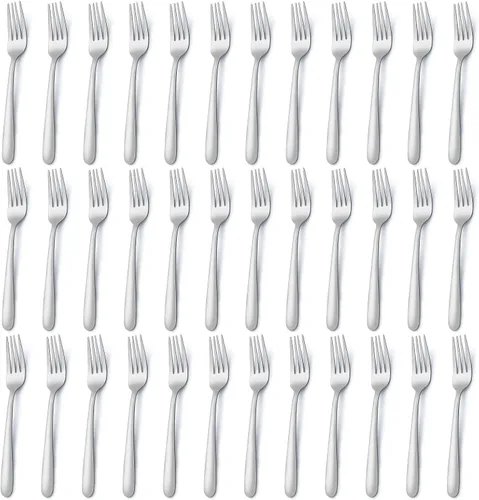 Miniatura 8 de Pleafind 24 tenedores de cena, cubiertos de 7.1 pulgadas, tenedores de cubiertos, tenedores de acero inoxidable, tenedores pulidos con espejo, juego