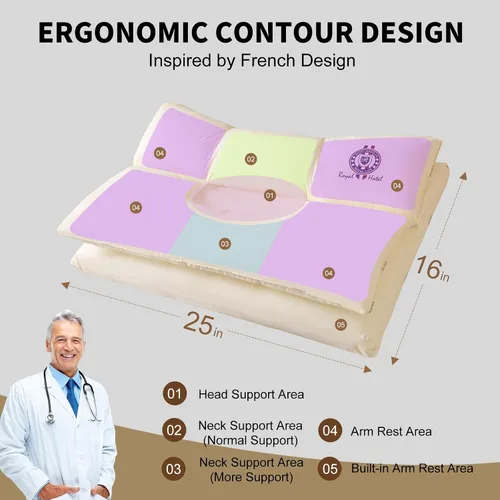 Miniatura 2 de almohada cervical para dormir, almohada de cama de diseño ergonómico para dormir de lado, boca abajo o boca arriba, almohada de apoyo de doble