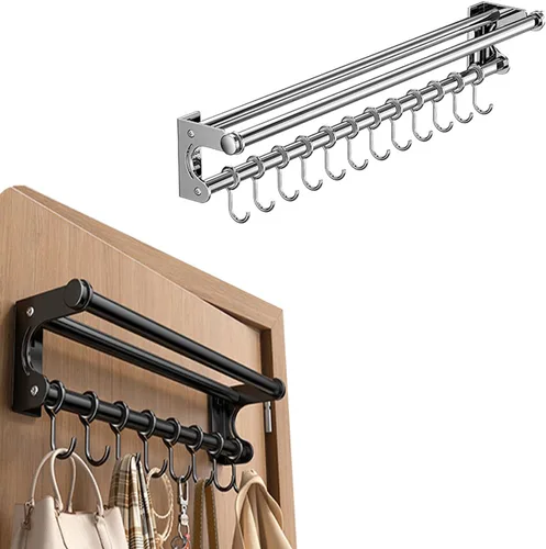 Soporte de pared para cuchillos colgantes de pared, ahorra espacio, con ganchos, organizador de cocina, estante de almacenamiento para utensilios,